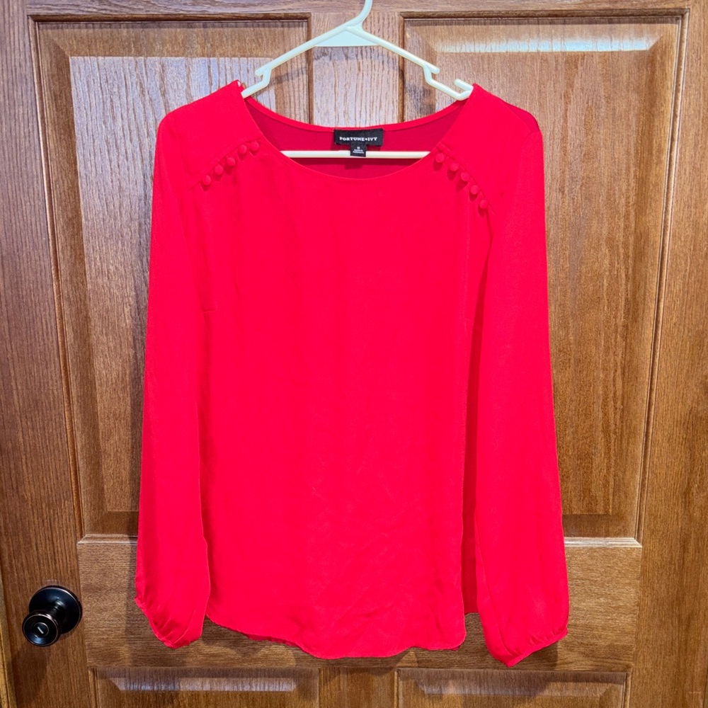 Elegant Red Blouse with Button Details